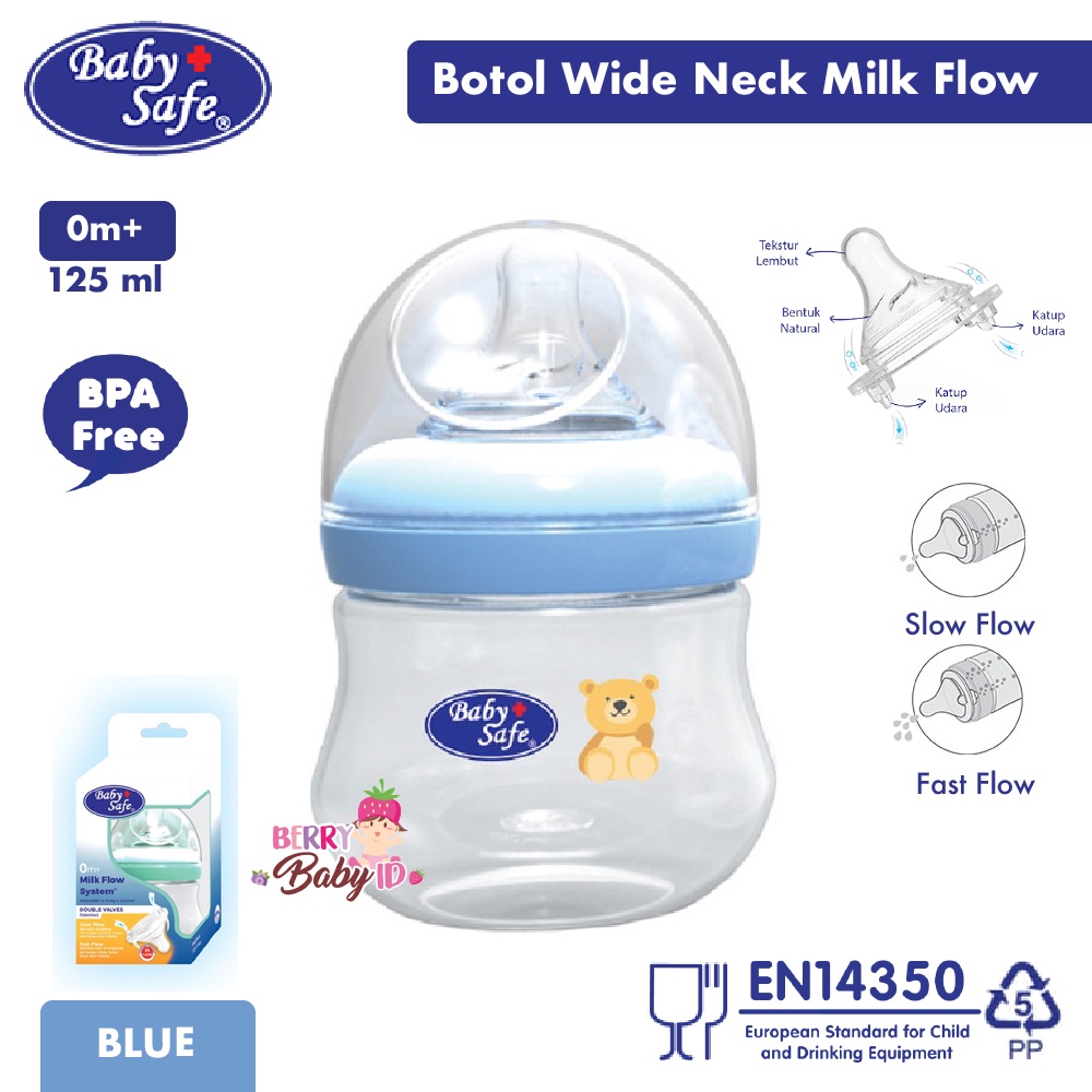 Baby Safe Bottle Milk Flow System Botol Susu Bayi Wide Neck 125 250 ml Berry Mart