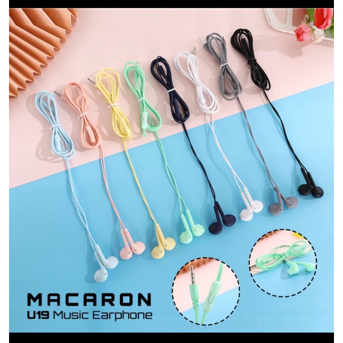 Headset Handsfree Macaron U19 Bass Suara jernih