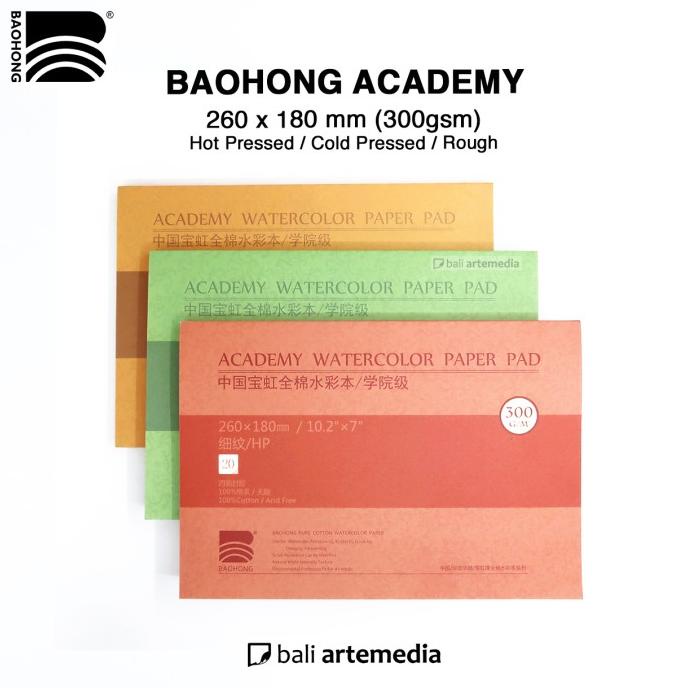 

(BISA COD) Baohong Academy watercolor paper pad 20lbs 300gsm HP/CP/R size 260x180 PROMO SPECIAL Kode 331