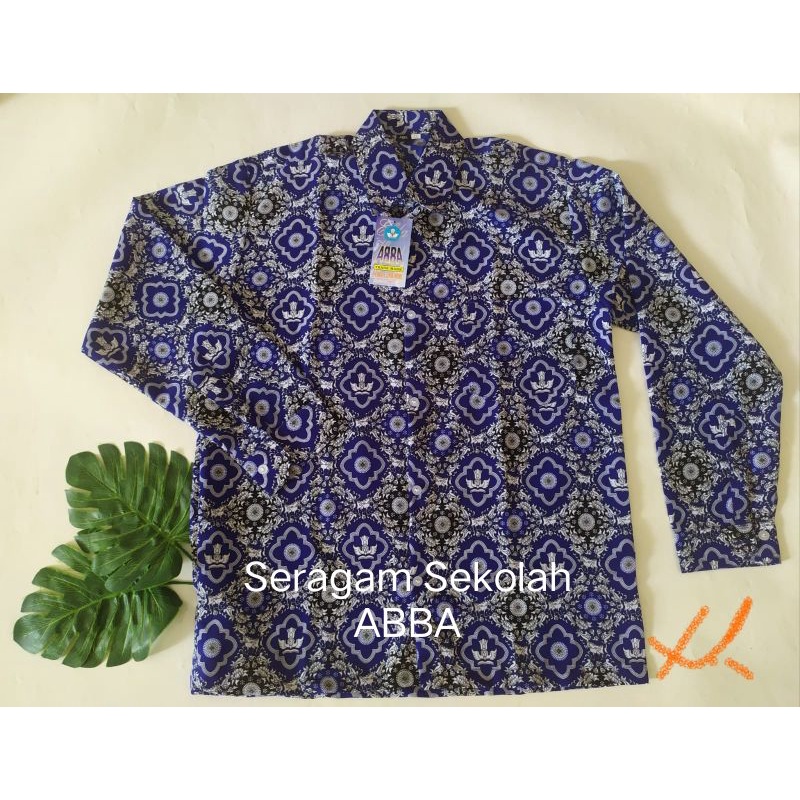 Batik Biru Nasional SD dan SMP Tunas Harapan Lengan Panjang Ready Stok