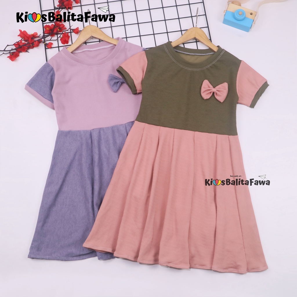 Dress Karin uk 5-6 Tahun / Balita Anak Perempuan Dres Lengan Pesta Kaos Baju Murah Gaun Pesta Import