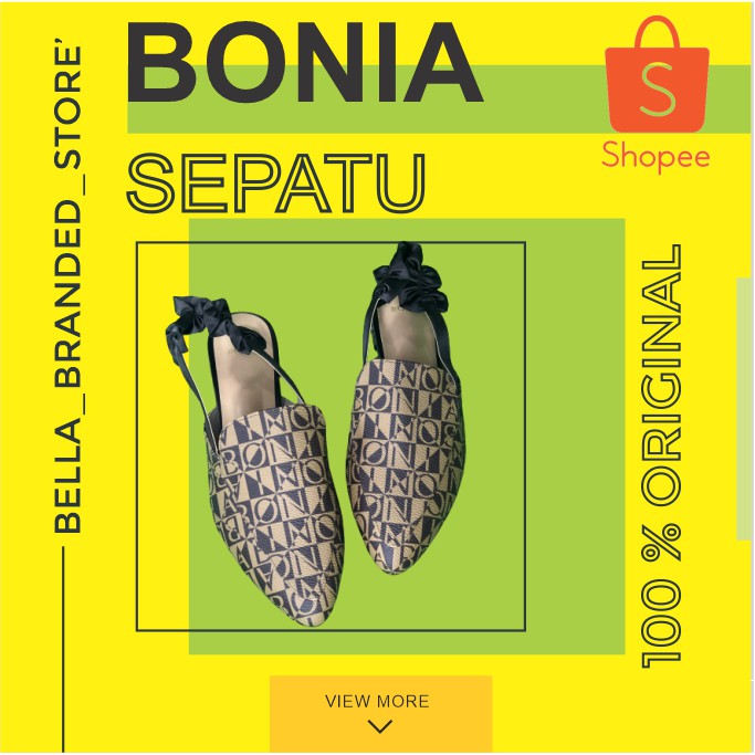 SEPATU FLAT MONOGRAM COKLAT BONIA WANITA HARGA TEMURAH DAN KUALITAS ORIGINAL BARANG BRANDED