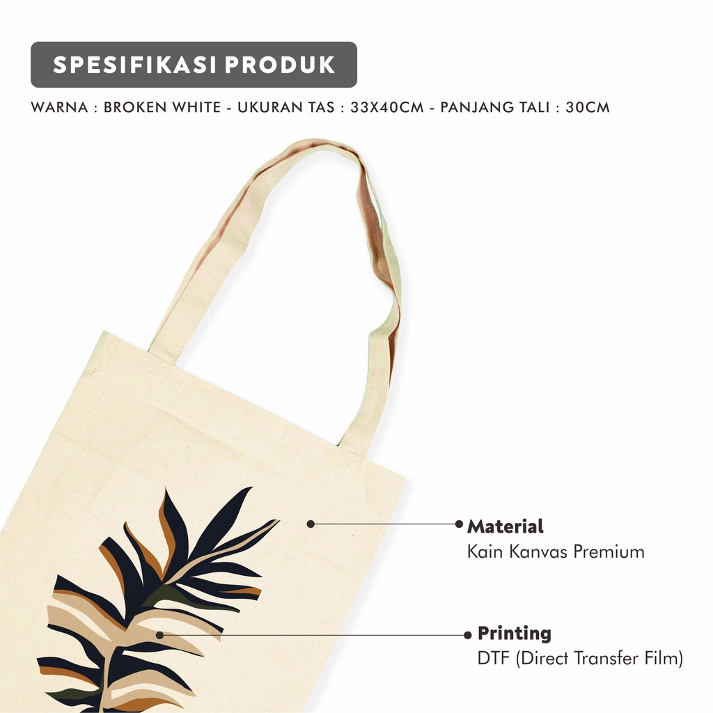 Sevine Tote Bag Kanvas Tas Wanita Fashion Totebag DTF Printing Tropical Series - KNP5