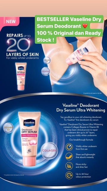 Vaseline Deodorant Dry Serum - Pemutih Ketiak ORIGINAL