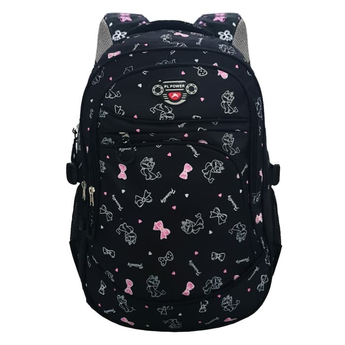 POLO POWER Import Tas Wanita Tas Ransel Laptop Tas Sekolah Ori - Black