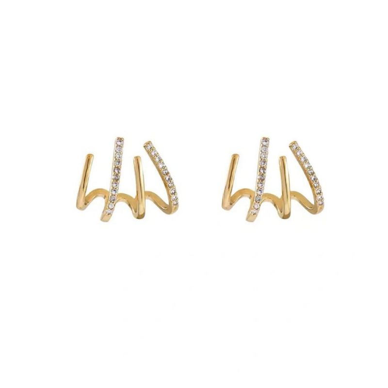 FerenHongXia Anting Tusuk bentuk Geometri Bahan Metal Hias Berlian Imitasi untuk wanita Gaya Korea