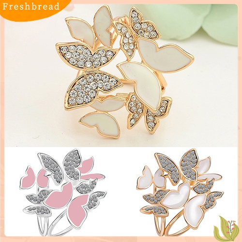 Fresh| Bros Pin Butterfly Cluster Bulat Hias Kristal Berlian Imitasi Untuk Aksesoris Scarf Wanita