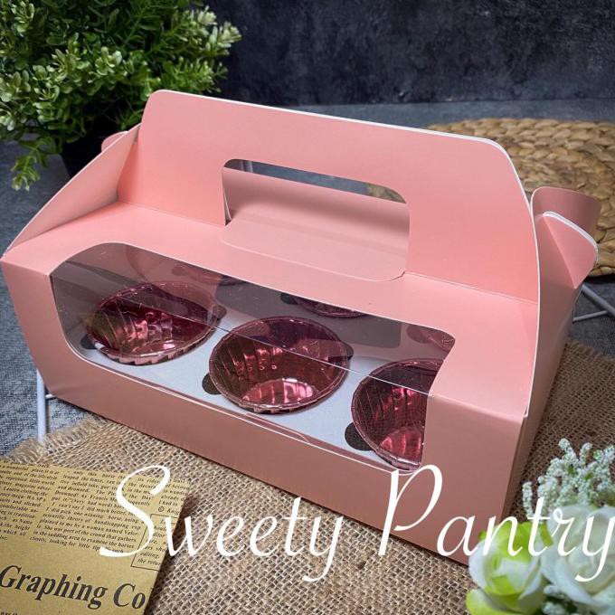 

Best Seller Dus Kue / Packaging Kue / Box Kue Cupcake Set 6 - Putih