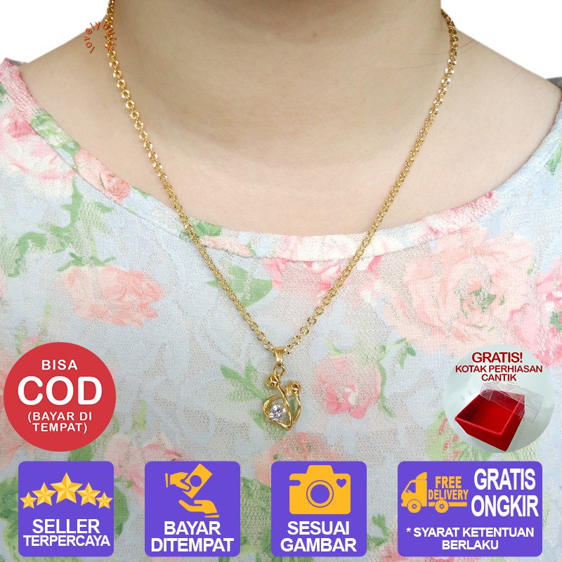 Lovelybutik Arabelle Kalung Titanium Anti Karat Kalung Wanita Titanium Bonus Kotak Perhiasan