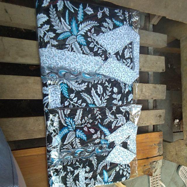Batik Couple Keluarga Sania Ruffle Ori Ndoro Jowi Dnt Blarak Biru