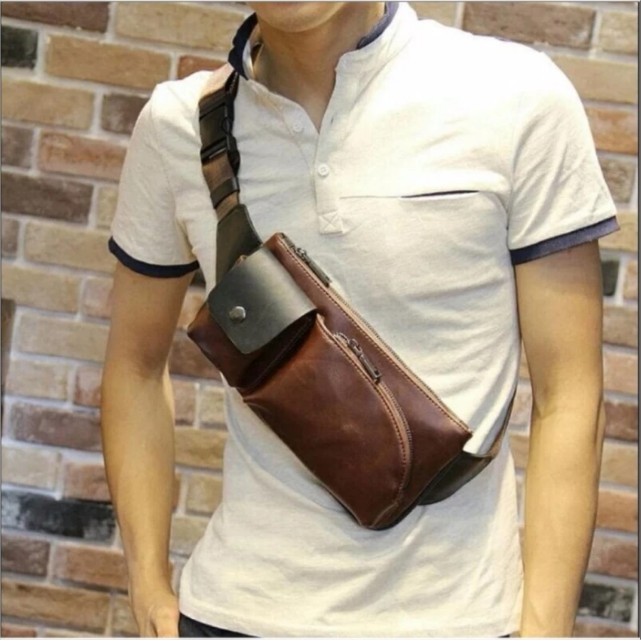 Tas Selempang Pria Impor Vermont Tas Slempang Kulit Asli Pria