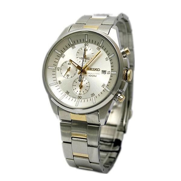 Seiko Quartz SNDC83P1 Chronograph Two Tone Bracelet | Jam Pria SNDC83