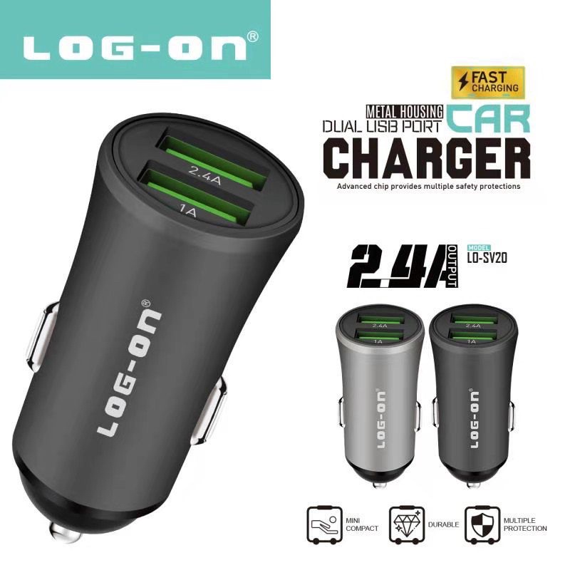 GROSIR NEW SAVER LOG ON FAST CHARGING LO-SV20 2USB OUTPUT MAX 2.4A METAL HOUSING DAPAT KABEL MICRO 100CM