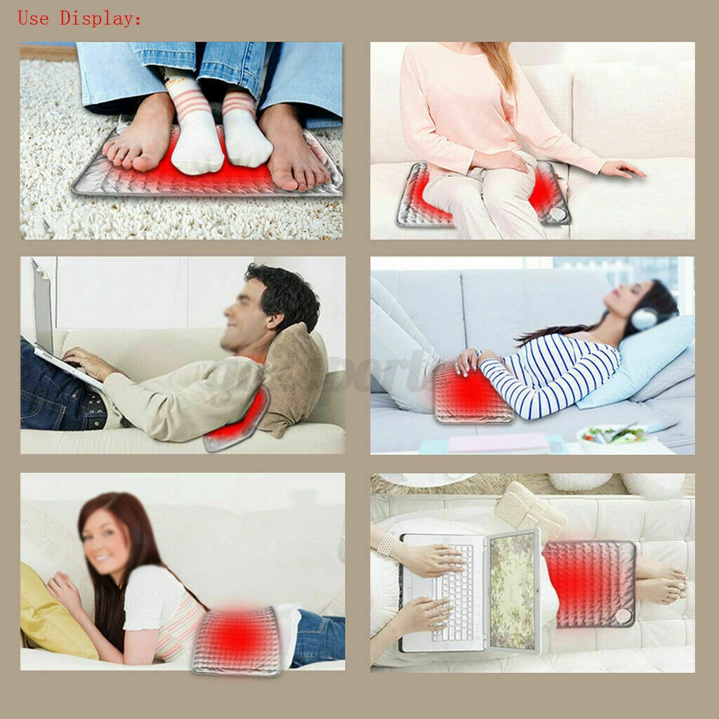 75 x 40cm Adjustment 6-Level Electric Heating Pad Back Neck Massager Warming Physiotherapy Fast Heat Mat Relief Pain