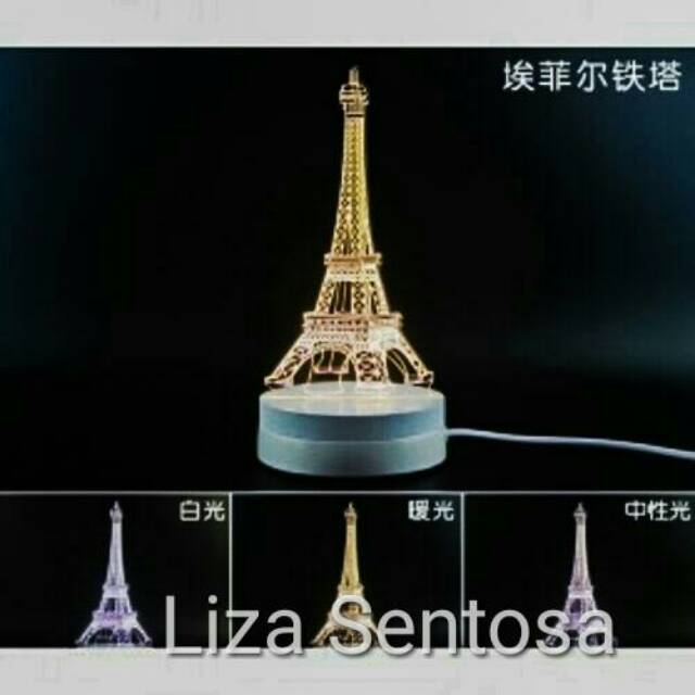 Lampu Tidur 3D LED Desain Menara Eiffel Keren