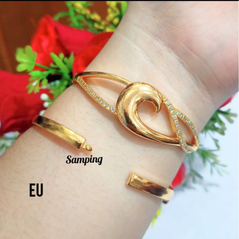 Gelang Bangkok Dewasa Permata Zircon Gold Perhiasan Wanita Gold Mewah