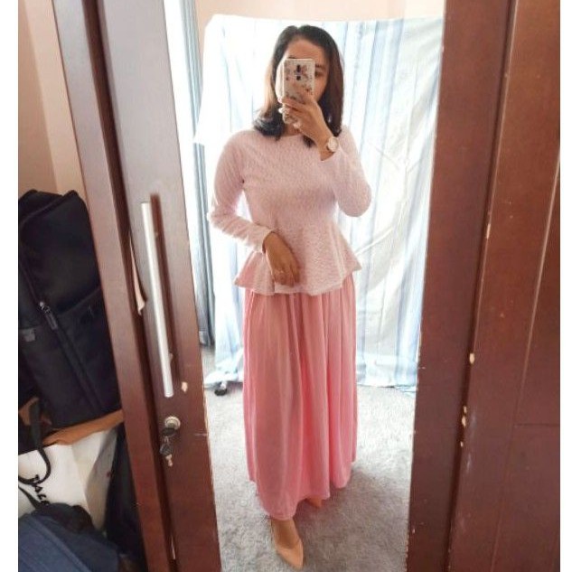 Promo preloved baju atasan blouse babydoll cewek brokat brukat pink