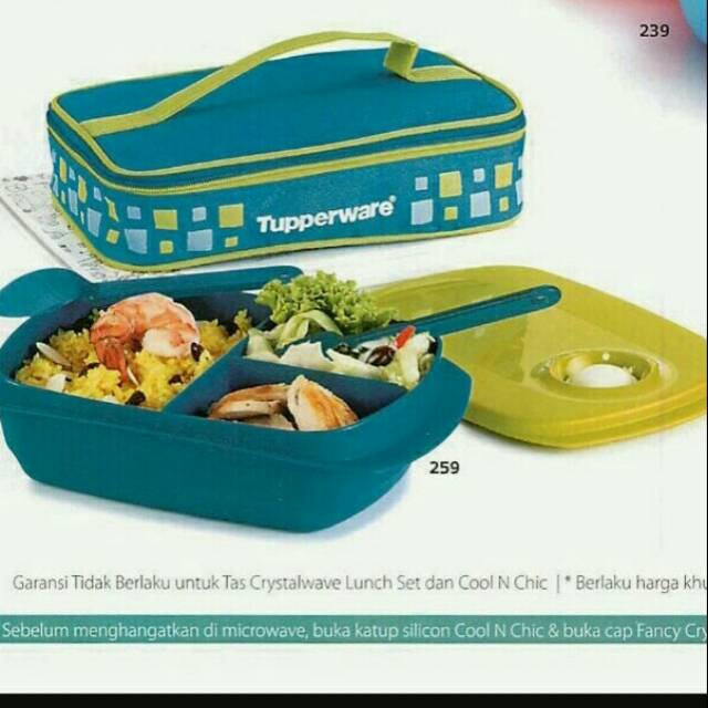 Tupperware cool n chic tempat makan set tas ukuran besar 1 liter bisa dipanaskan di microwave
