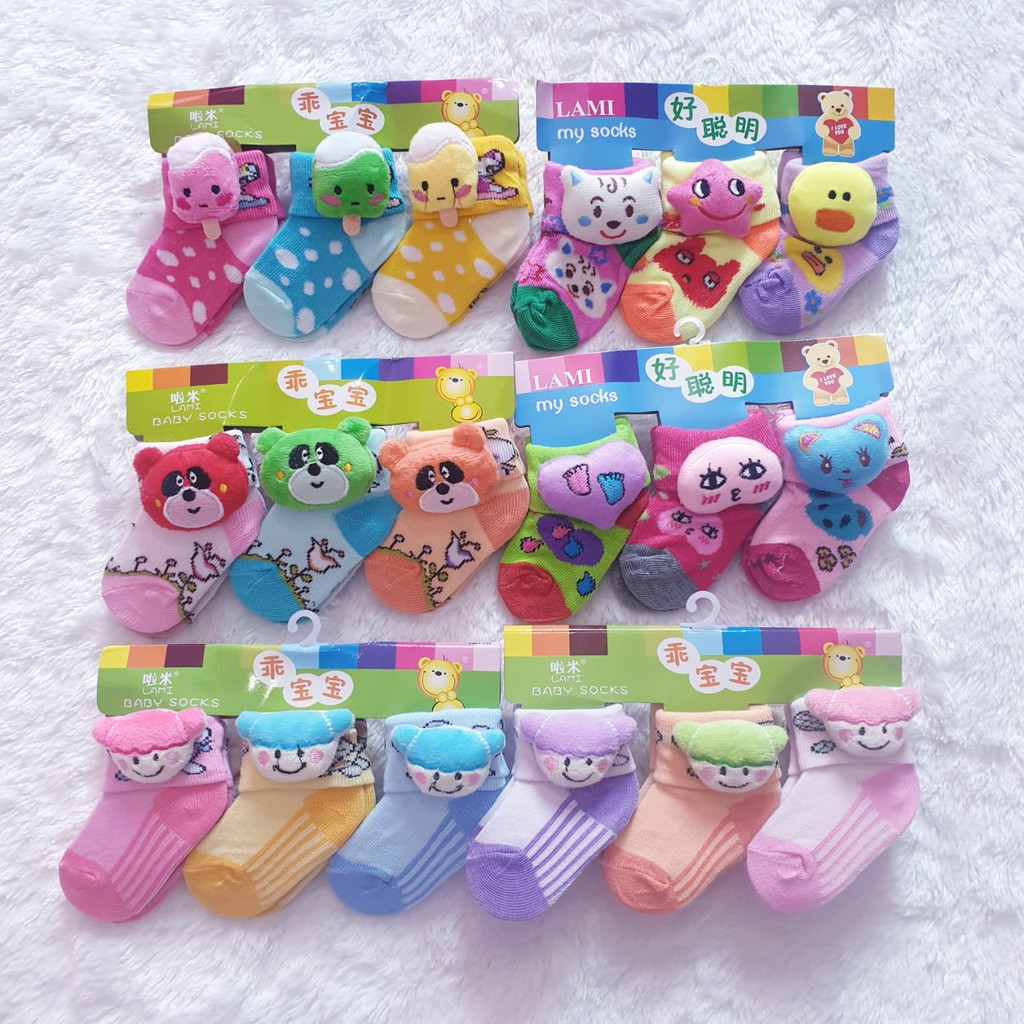 COD Bayar Ditempat Kaos Kaki Boneka Isi 3 Pcs Baby Alicia