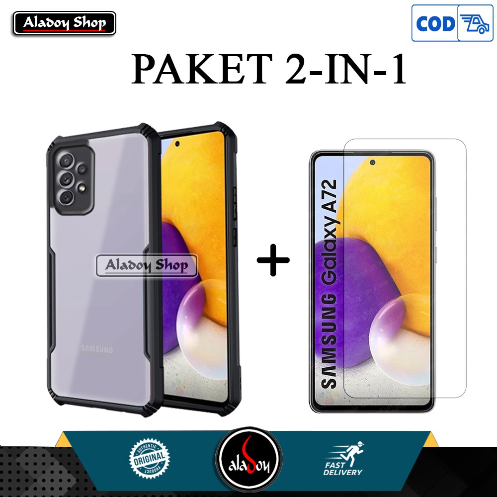 Case Samsung A72 2021 New Casing Transparent + Tempered Glass Clear