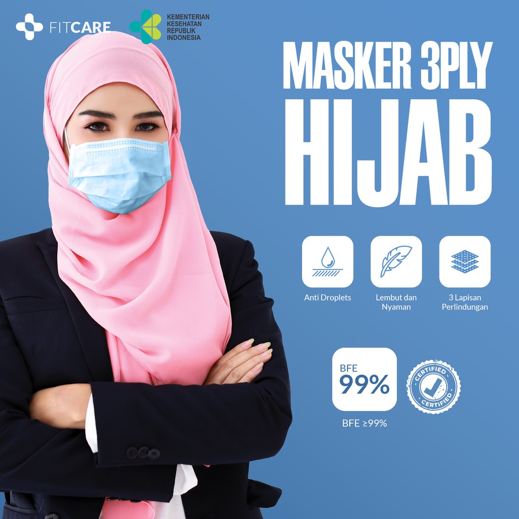 Masker 3ply Hijab Fitcare