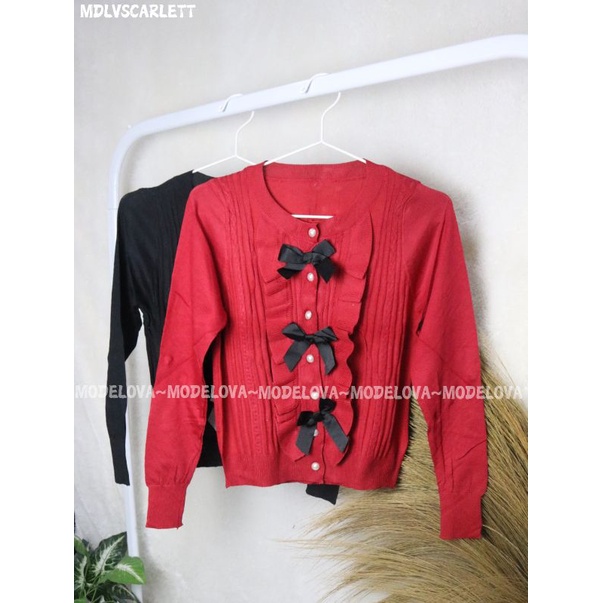 MDLV ~ 9866 SCARLET KNIT CARDIGAN / CARDIGAN RAJUT PITA LENGAN PANJANG CEWEK / FASHION IMPORT WANITA