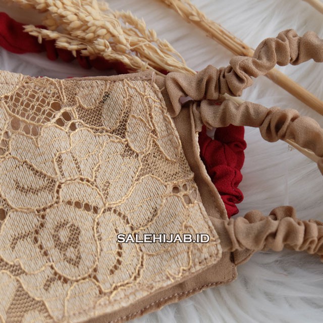 MASKER BROKLAT PENGANTIN TALI SERUT | MAKER HEADLOOP BROKAT RENDA 2 PLY