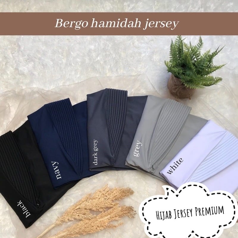 (GROSIR) Jilbab bergo Hamidah Jersey ped jumbo L | Hijab Jersey Ukuran L