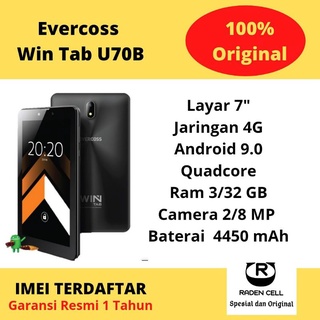 Evercoss Win Tab U70B Ram 3/32 GB Tablet Android 4G Tab 4G Garansi Resmi 1 Tahun