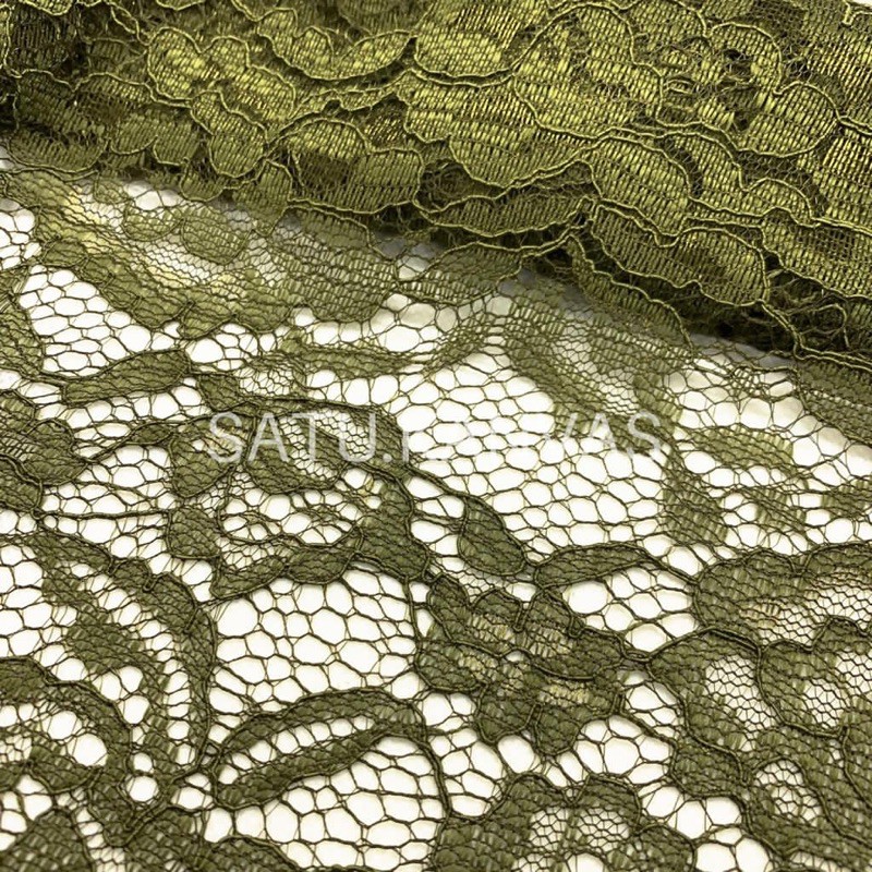 Kain BROKAT CORD LACE NON GLITTER-Olive