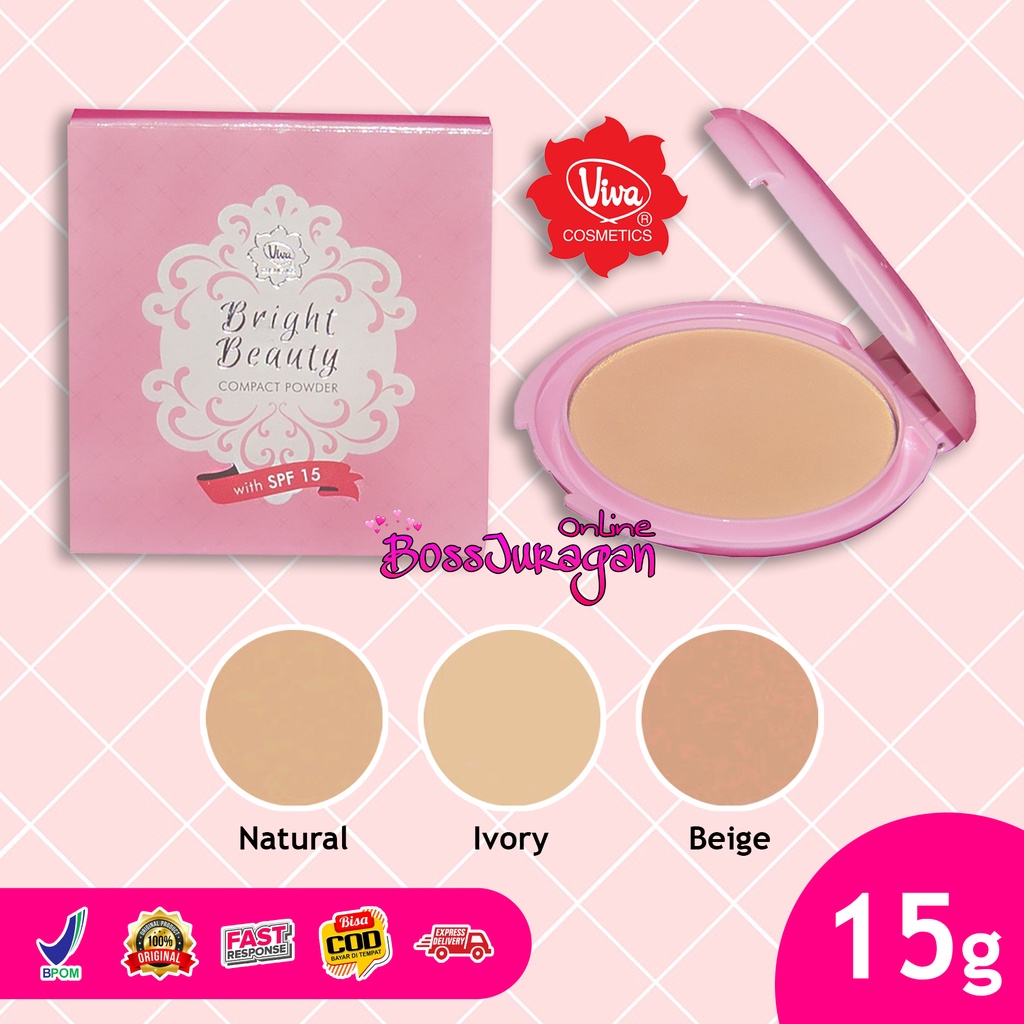 (BOSS) VIVA Bright Beauty Compact Powder with Spf15 - 15g | Viva Bedak Compact 15g