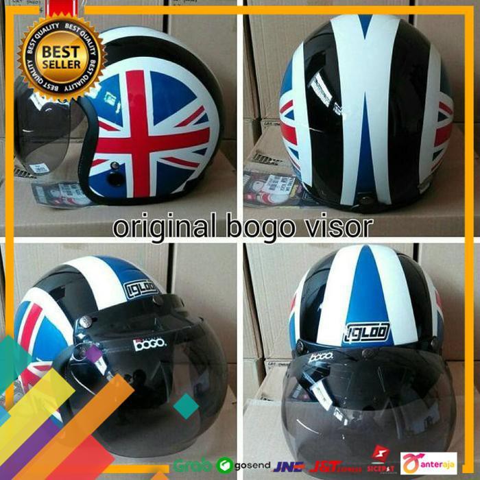 NEW.. HELM BOGO RETRO IGLOO BENDERA INGGRIS   KACA BOGO ORI MH ..TERLARIS
