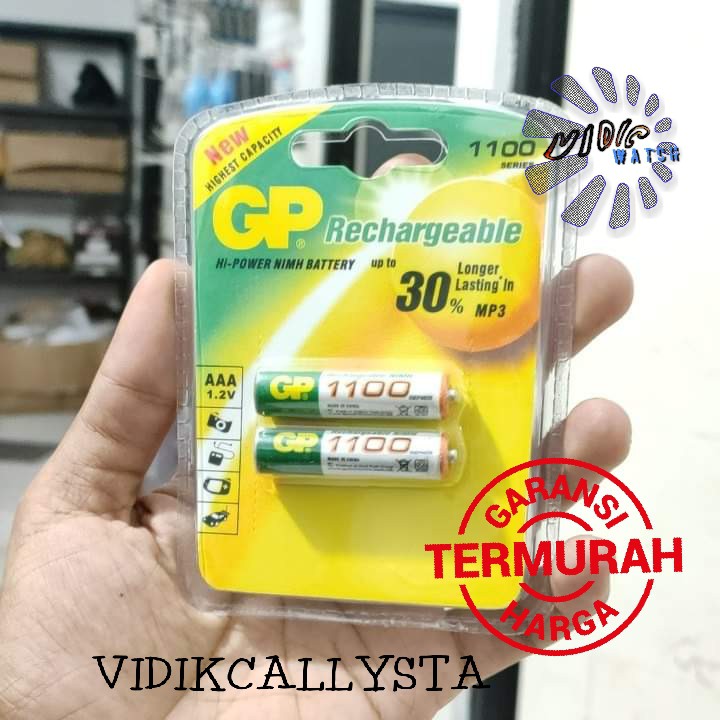 ASLI batu Battery A3 AAA GP 1100 isi ulang Rechargeable Ori BATRE CAS AAA A3