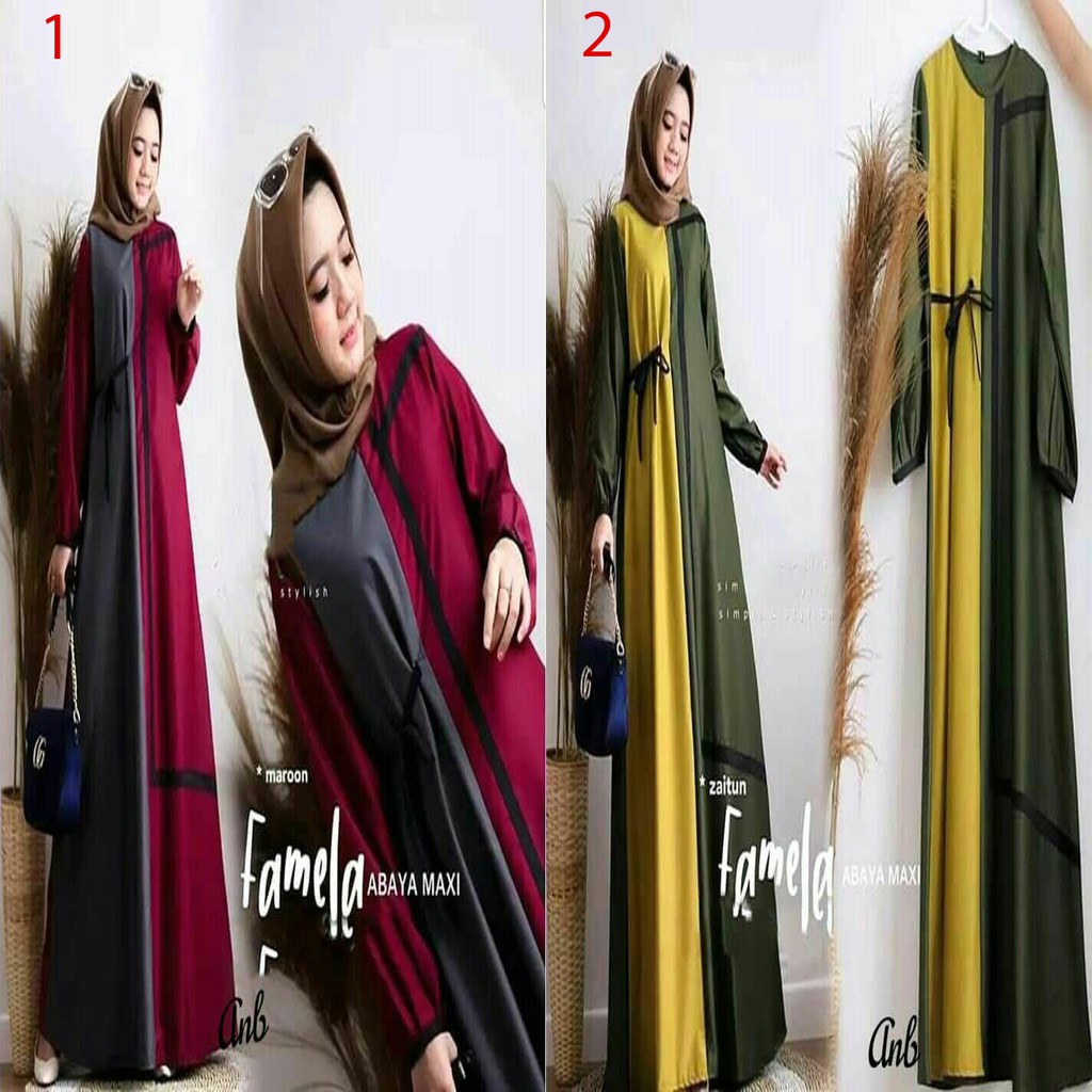 Gamis Kombinasi Mewah Tapi Murah Bahan moscepe Adem Di Pakai NO hijab