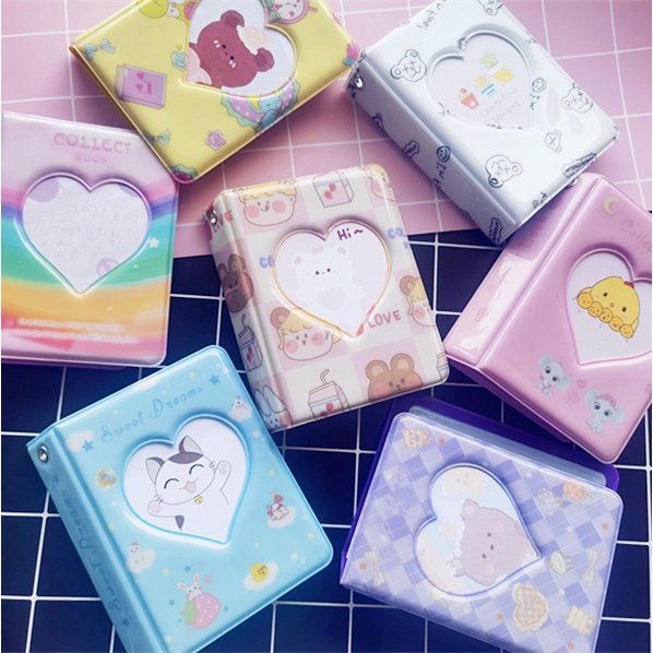 Album Foto Mini Korea Lucu 3inch Heart Square Cover 40slot Tempat Kartu Kpop Photocard Collection Book
