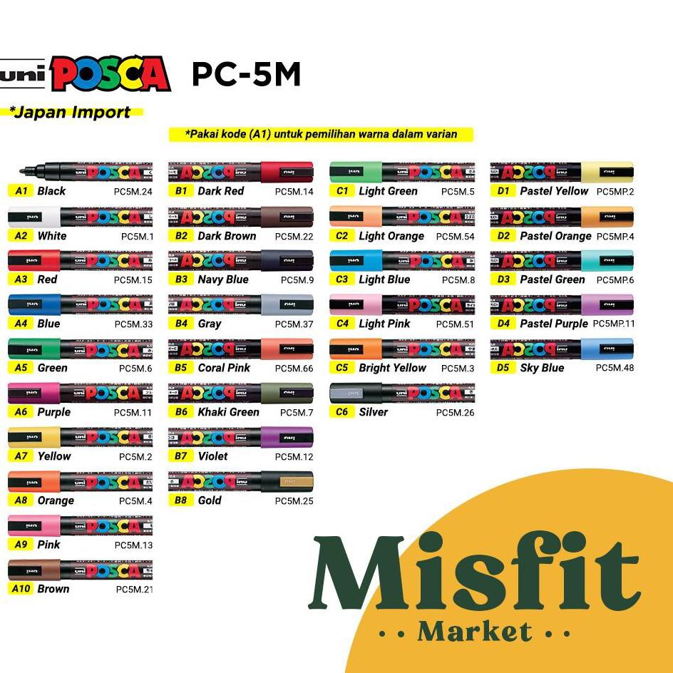 

Promo Spesial UNI POSCA PC-5M Paint Marker (Medium Point) PC5M Spidol Warna Warni ...,,