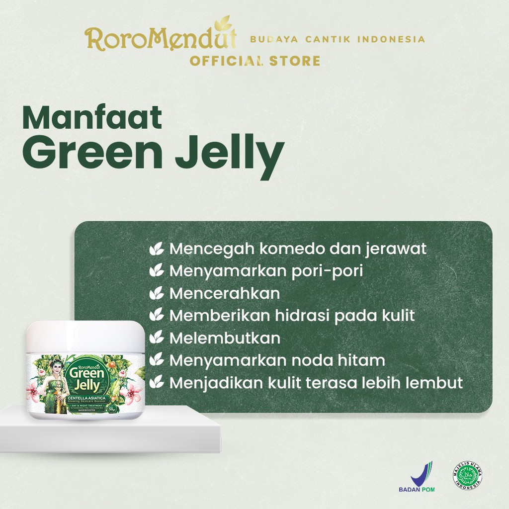 Roro Mendut Green Jelly Sleeping Mask Whitening + Anti Acne Jerawat 15 gr Super Glowing Premium