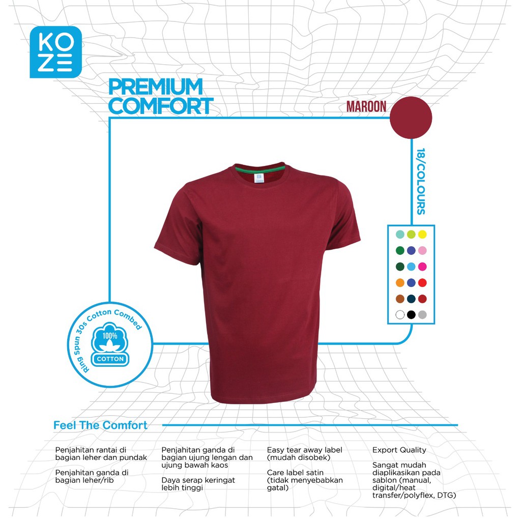 Kaos Polos Koze Premium - Maroon