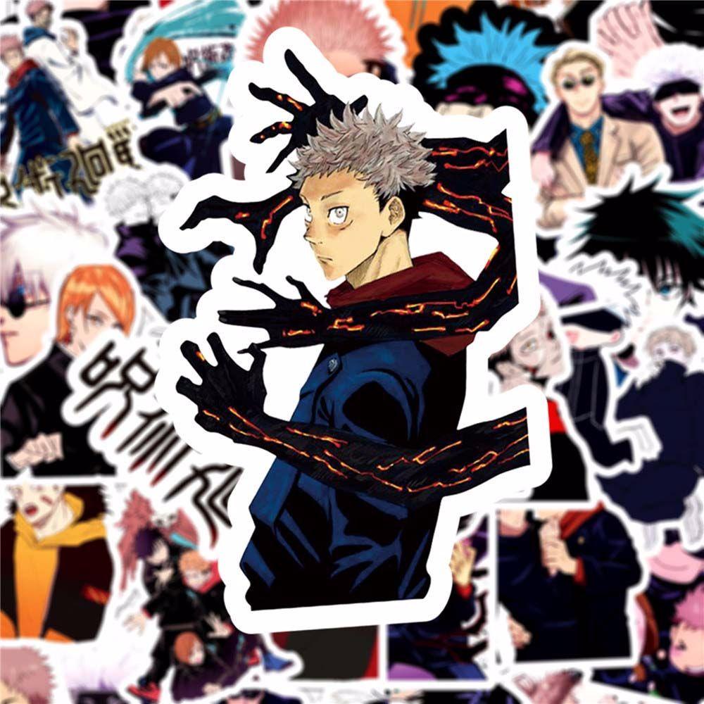 Lanfy Jujutsu Kaisen 50 Pcs Tahan Air Koper Gitar Scrapbooking Fushiguro Megumi Yuji Itadori Graffiti Stiker Alat Tulis Stiker Penggemar Koleksi Hadiah Anime Stiker