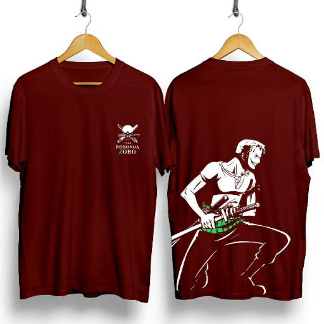 Fourfashion Kaos Pria Kaos Distro ZHAN RORONOA ZORO Maroon CN729