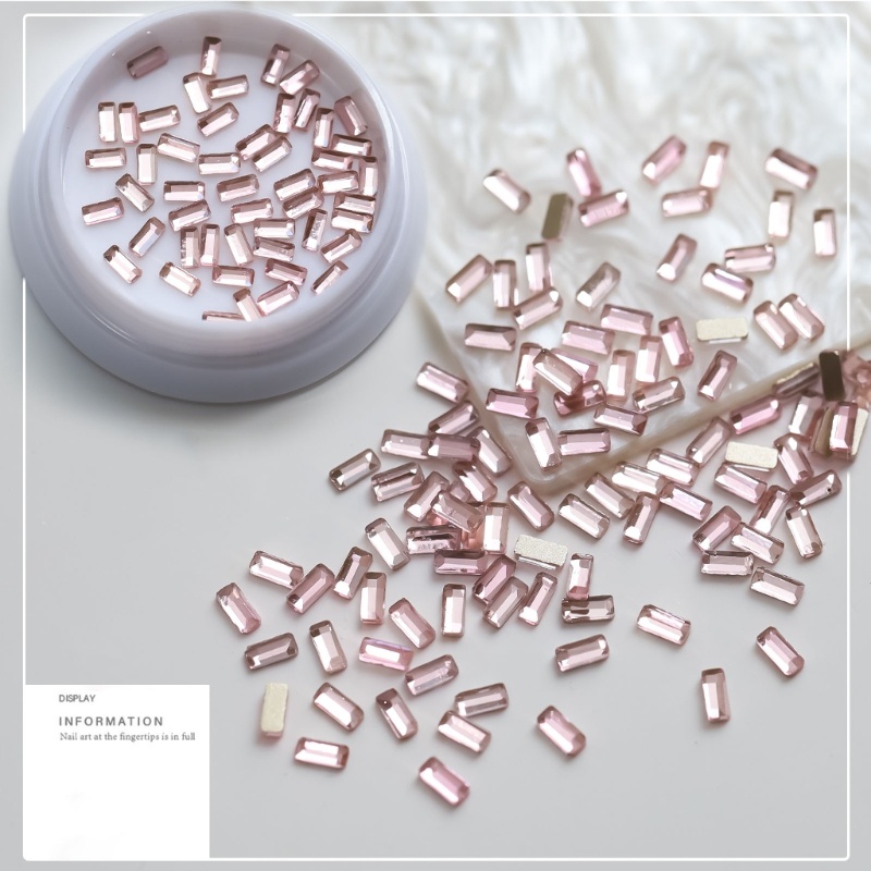 50pcs Kristal Berlian Imitasi Bentuk Persegi Panjang Untuk Nail Art