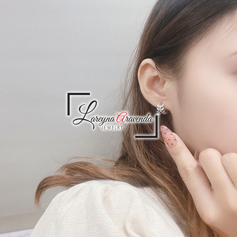 Anting Wanita Silver S925 Model Daun Kristal Crystal AT033