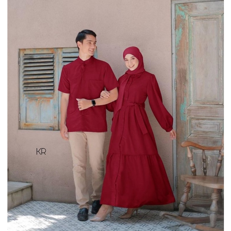 REOFST - Baju Couple Kondangan Kekinian Modern kapel pesta elegan model pesta polos Couple pasangan 