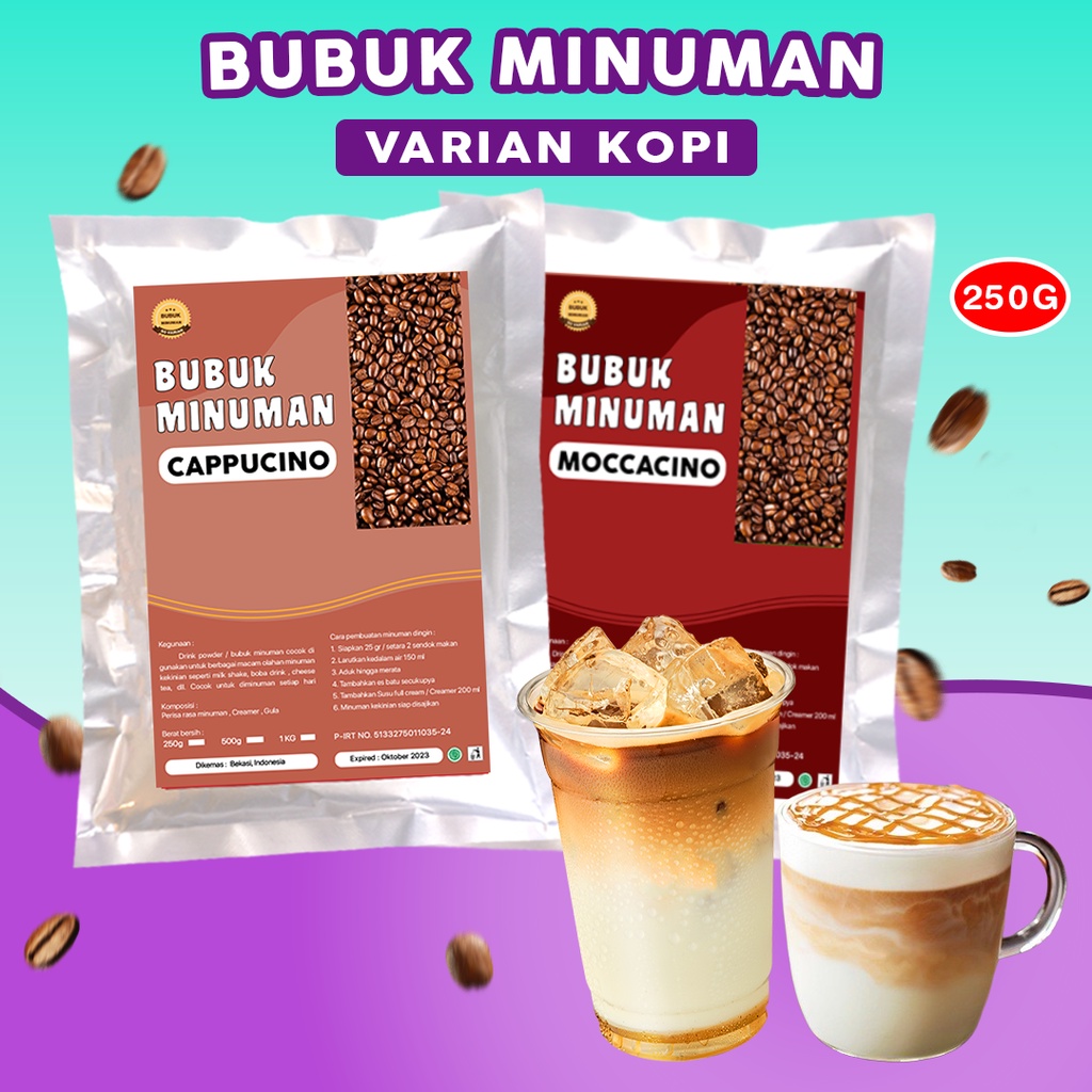 BUBUK MINUMAN RASA KOPI 250G / BUBUK MINUMAN BOBA 250G / SERBUK MINUMAN ANEKA RASA KOPI 250G / BUBUK MINUMAN KEKINIAN  KOPI 250G / SERBUK MINUMAN BOBA 250G / POWDER DRINK