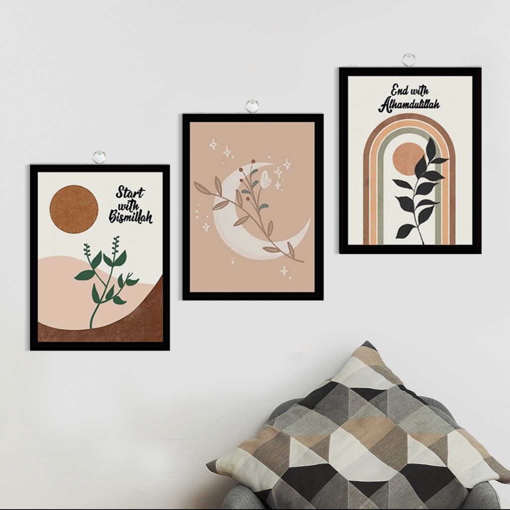 Pajangan Tema Bulan Wall Decor Islam The Moon Hiasan Dinding Poster Kayu Dekorasi Ruangan