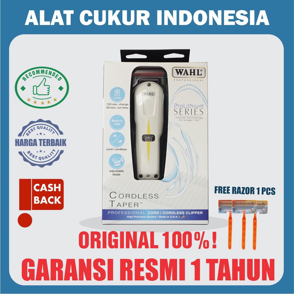 WAHL SUPER TAPER CORDLESS FULLSET ORI USA ALAT CUKUR RAMBUT WAHL USA