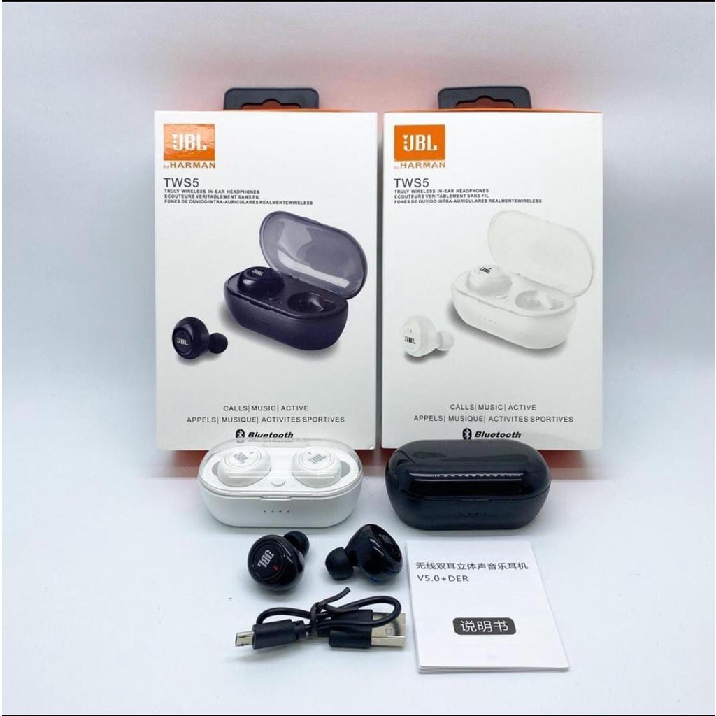 HEADSET BLUETOOTH JBL TWS 5 EARPHONE HANDSFREE WIRELESS BY HARMAN