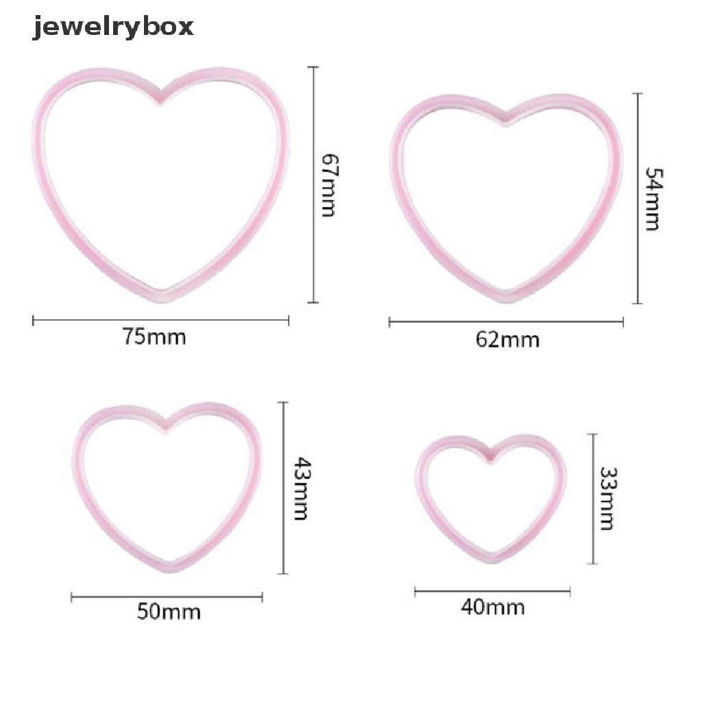 4 Pcs Cetakan Kue Bentuk Hati Bahan Plastik