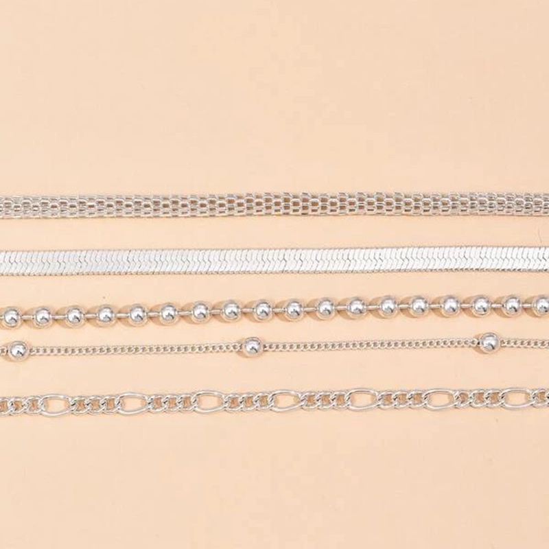 [ACKER] 5Buah/Set Manik-manik Multilayer Gelang Rantai Ular Set Untuk Wanita Dengan Sandal Kaki Ke Bawah Gelang Pergelangan Kaki