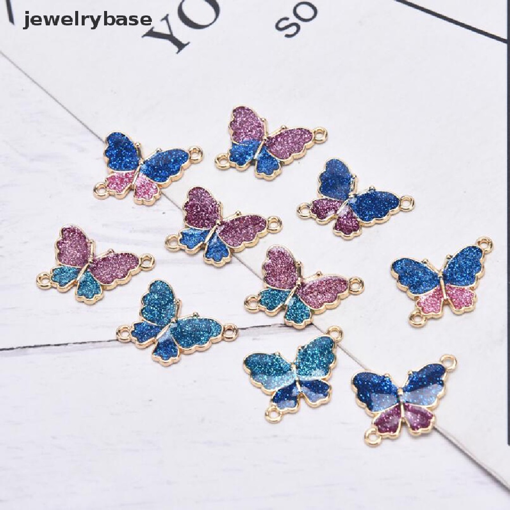 10pcs Liontin Butterfly Enamel Untuk Membuat Perhiasan DIY Charms